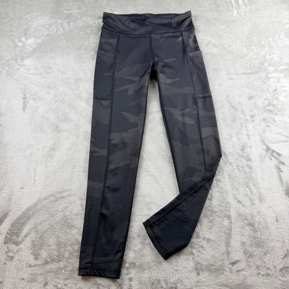 Aeropostale Camo Leggings Women's Small Black‎ Gray HR Pockets Athletic Yoga